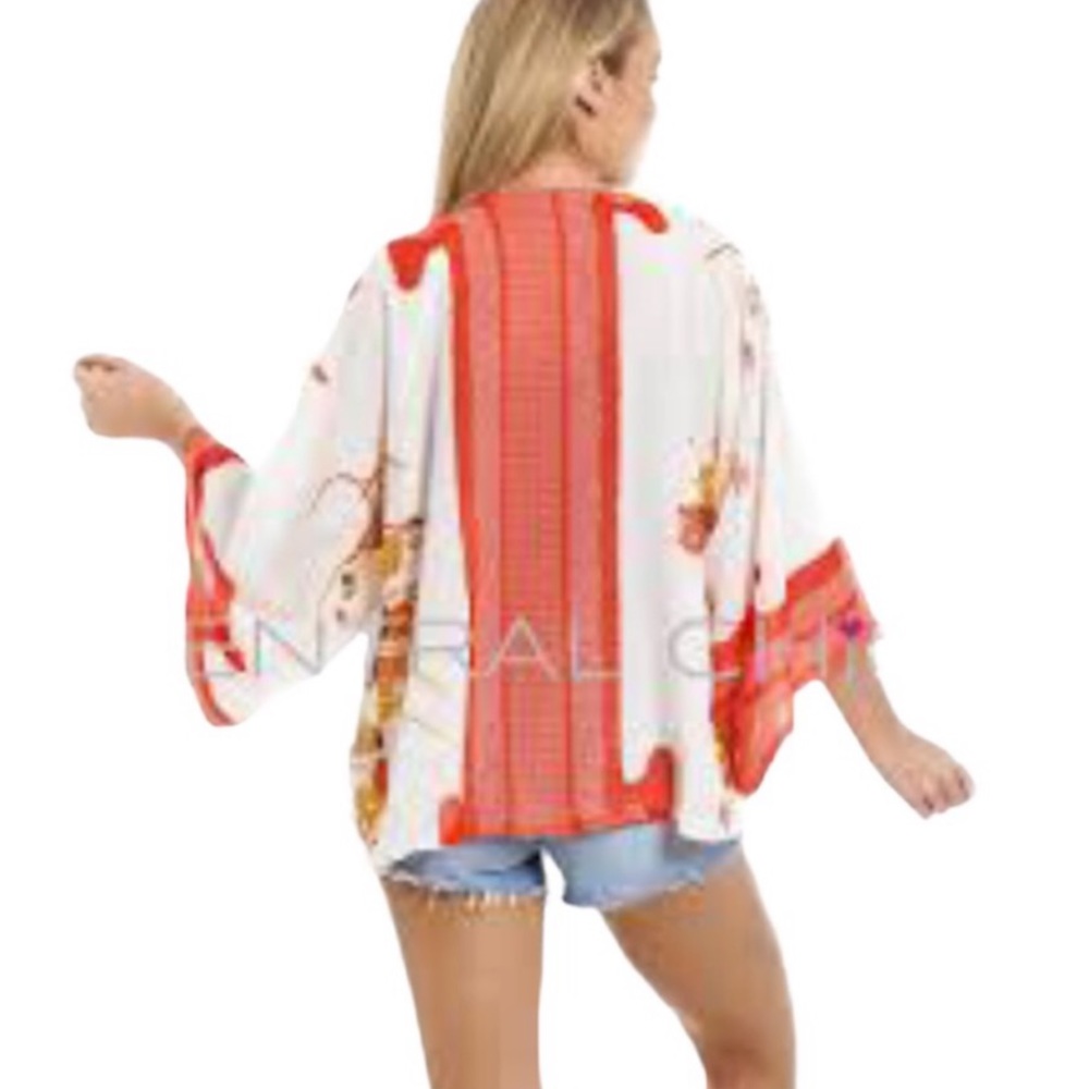 Zara Floral Crepe Kimono Jacket